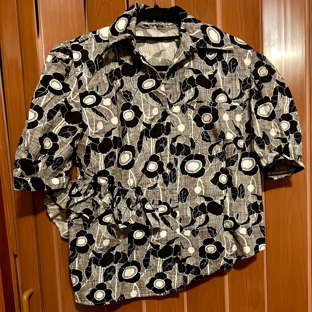 Unbranded Custom Made Print Button Down Short Sle… - image 1